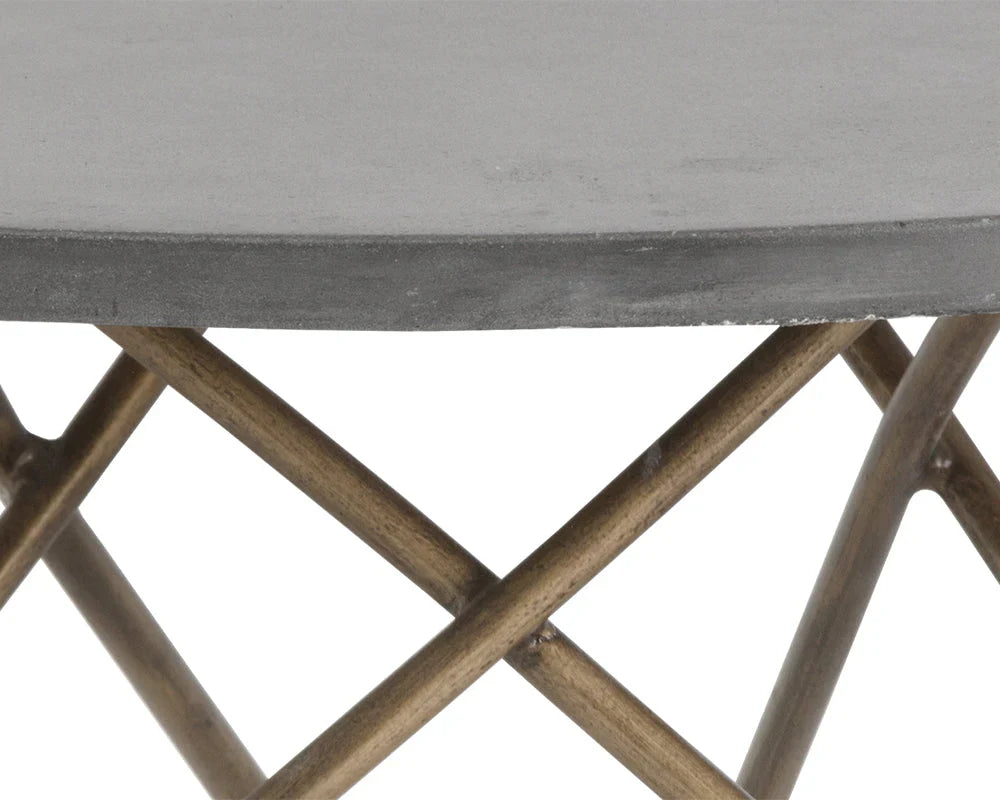 Wesley Coffee Table Concrete Top With Antique Brass Base