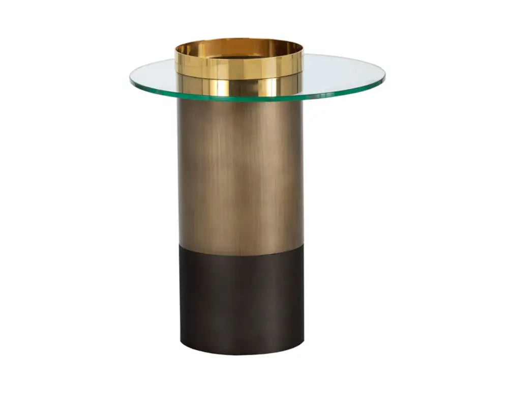 SUNPAN Haru Glass Topped Round End Table