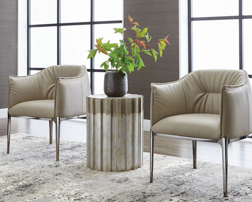 Modern JAX Dining Armchair Beige Faux Leather Gunmetal Legs