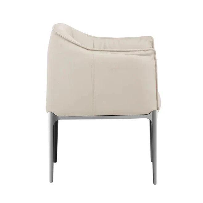 Modern JAX Dining Armchair Beige Faux Leather Gunmetal Legs