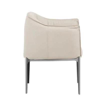 Modern JAX Dining Armchair Beige Faux Leather Gunmetal Legs