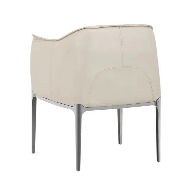 Modern JAX Dining Armchair Beige Faux Leather Gunmetal Legs