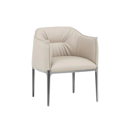 Modern JAX Dining Armchair Beige Faux Leather Gunmetal Legs