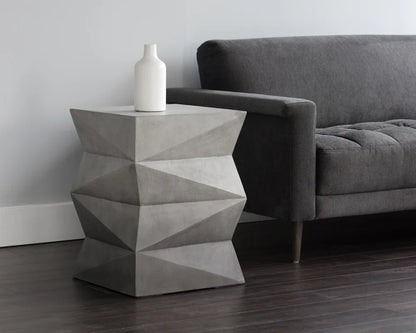 Niran End Table Stylish Concrete Grey Black Ombre Finish