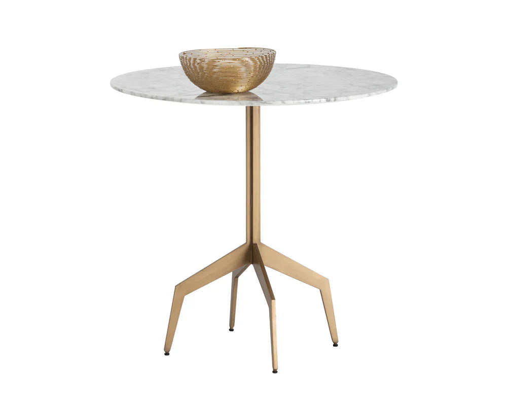 Richart Bistro Table - Marble Look Top With Brass Legs