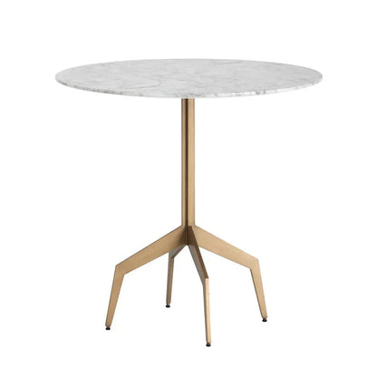 Richart Bistro Table - Marble Look Top With Brass Legs