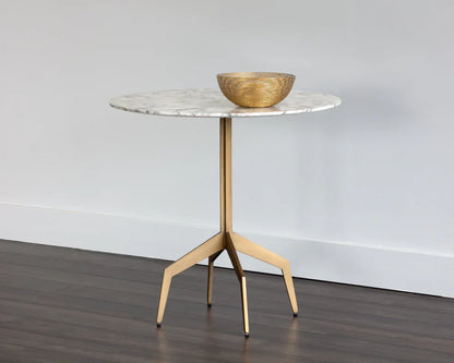 Richart Bistro Table - Marble Look Top With Brass Legs