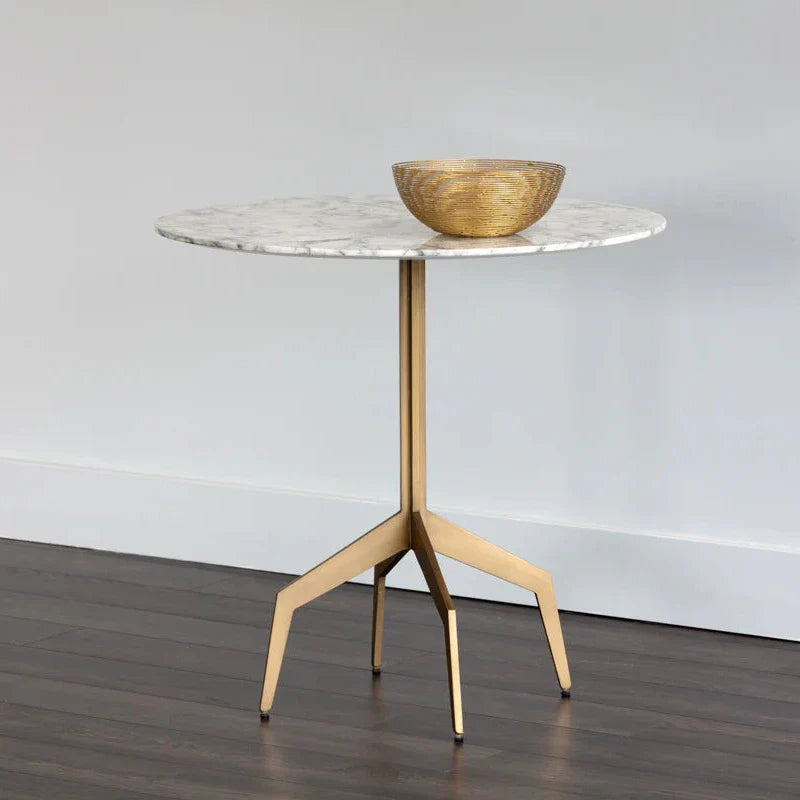 Richart Bistro Table - Marble Look Top With Brass Legs