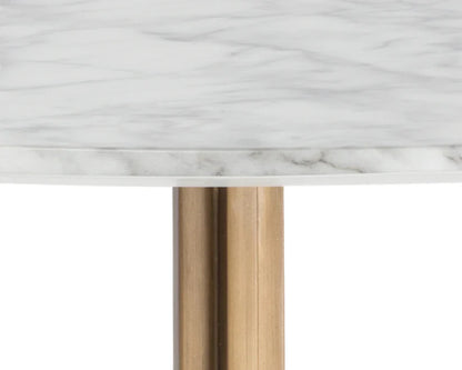 Richart Bistro Table - Marble Look Top With Brass Legs