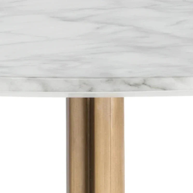 Richart Bistro Table - Marble Look Top With Brass Legs