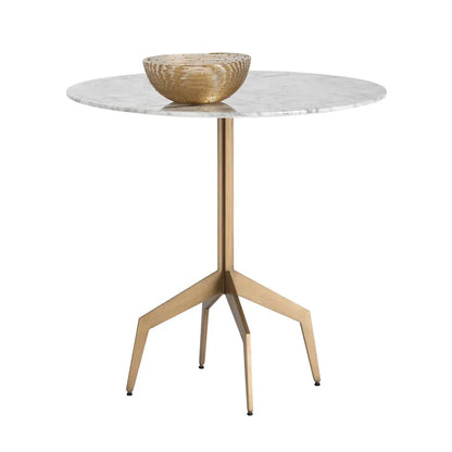 Richart Bistro Table - Marble Look Top With Brass Legs