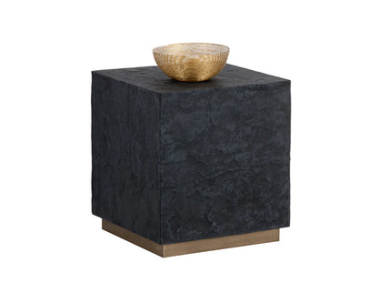 Newbury End Table Modern Concrete with Brass Base