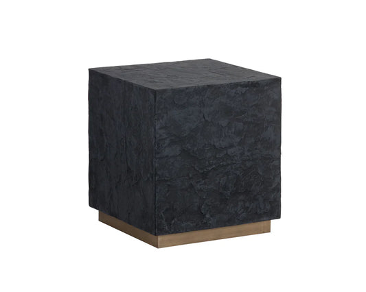 Newbury End Table Modern Concrete with Brass Base