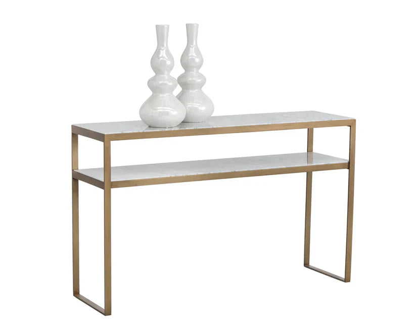 Evert White Marble Topped Rectangular Console Table