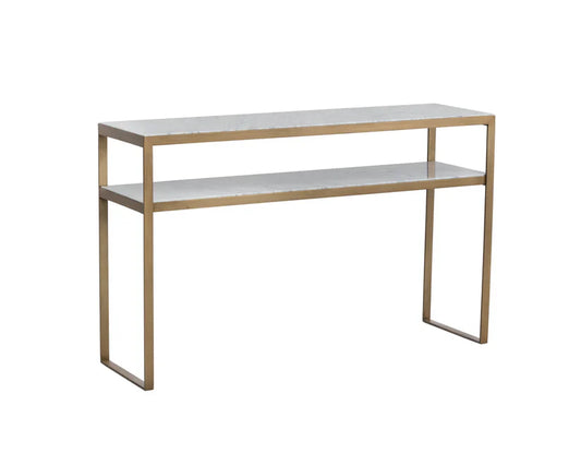 Evert White Marble Topped Rectangular Console Table