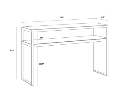 Evert White Marble Topped Rectangular Console Table