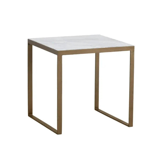 Evert White Marble Topped Square End Table