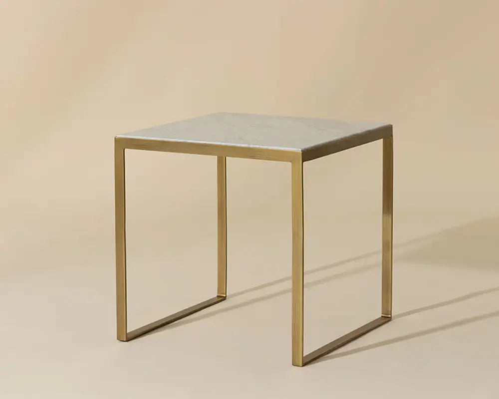 Evert White Marble Topped Square End Table