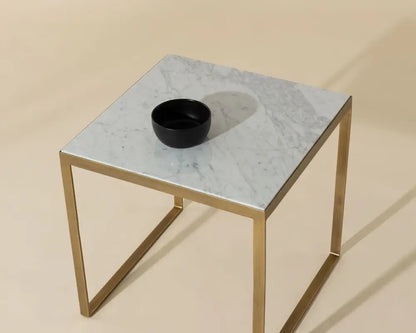 Evert White Marble Topped Square End Table