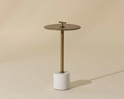 Sia End Table Modern Brass Top With Marble Base