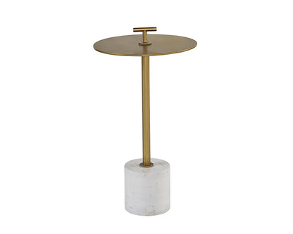 Sia End Table Modern Brass Top With Marble Base