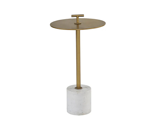 Sia End Table Modern Brass Top With Marble Base