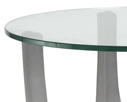 Elegant Lia Side Table With Glass Top And Concrete Base