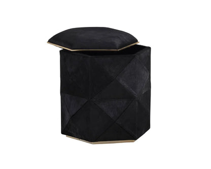 Ashanti Cowhide Upholstered Small Storage Ottoman