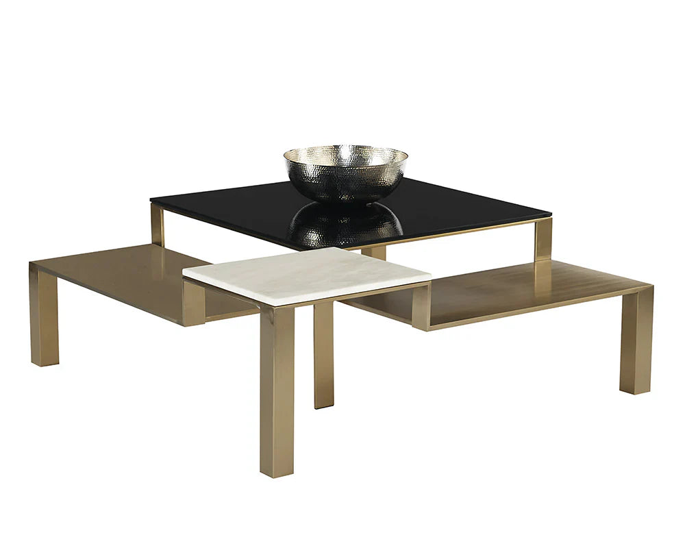 Saber Coffee Table With Marble And Champagne Gold Finish