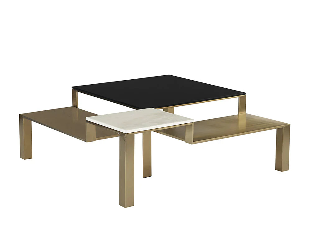 Saber Coffee Table With Marble And Champagne Gold Finish