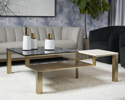 Saber Coffee Table With Marble And Champagne Gold Finish