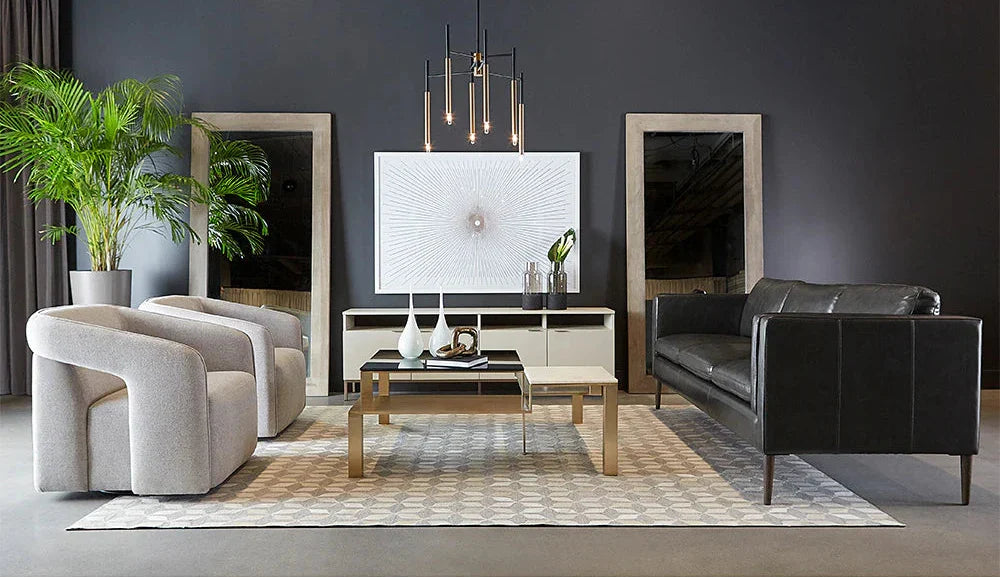 Saber Coffee Table With Marble And Champagne Gold Finish