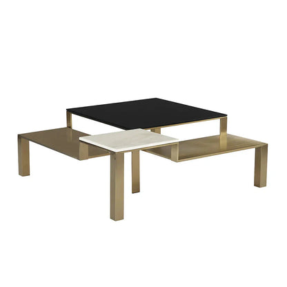 Saber Coffee Table With Marble And Champagne Gold Finish