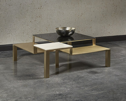 Saber Coffee Table With Marble And Champagne Gold Finish