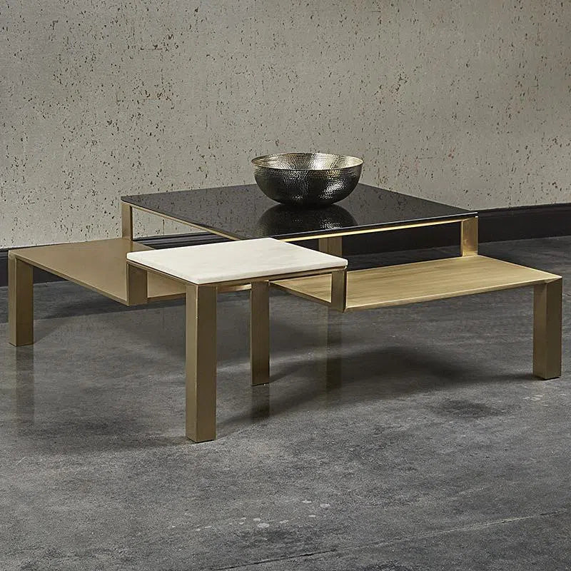 Saber Coffee Table With Marble And Champagne Gold Finish