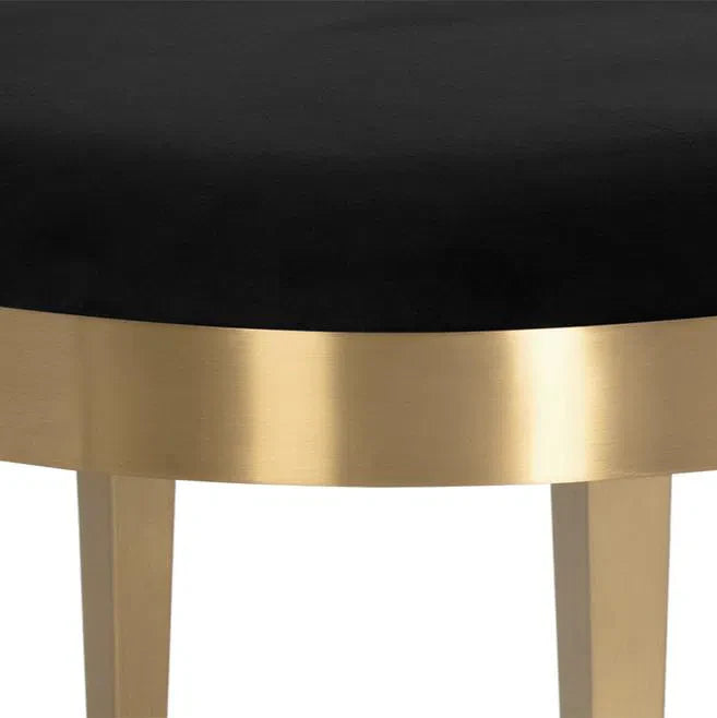 Jolie Bench Black Sky Modern Velvet With Gold Frame