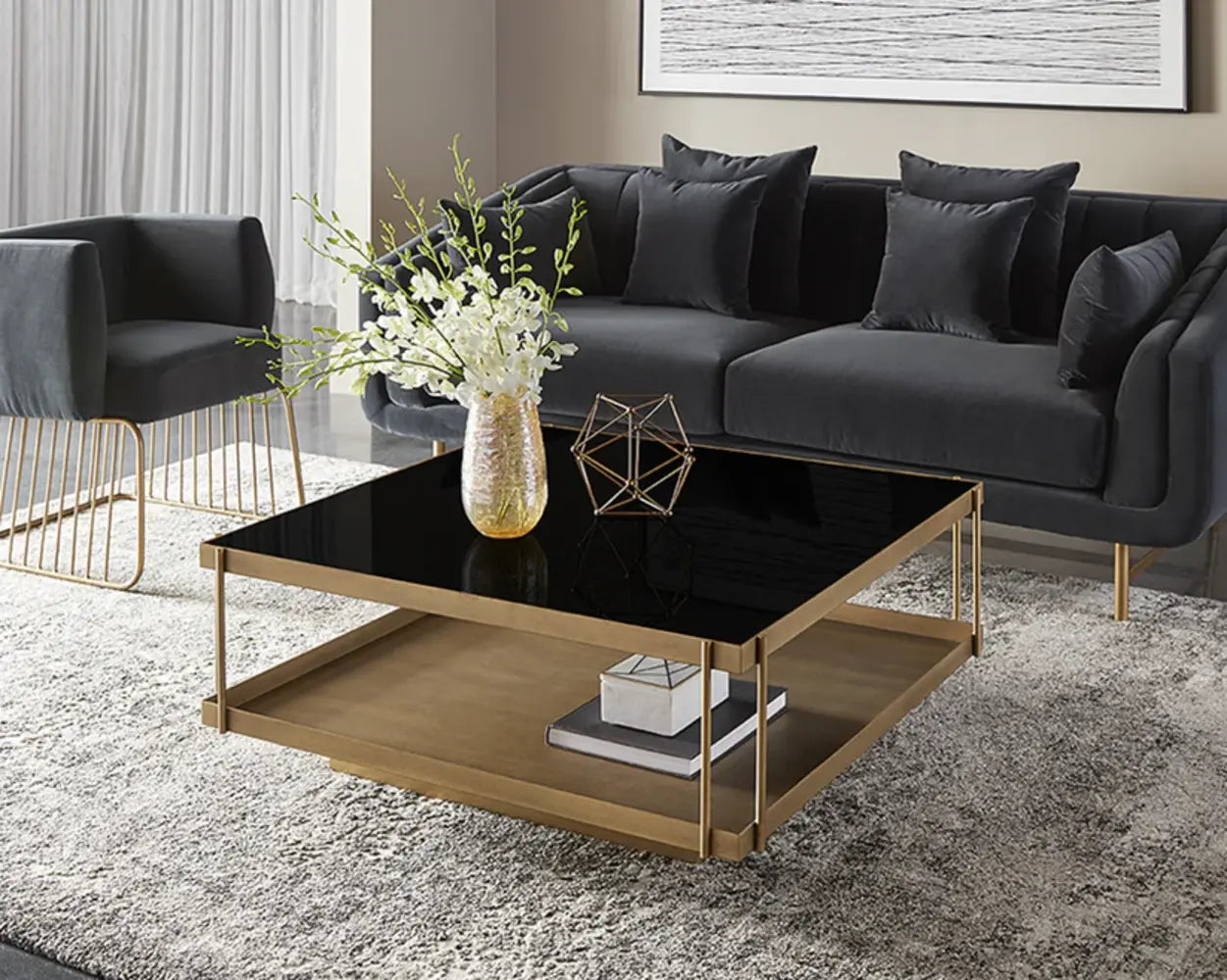 Finch Iron Framed Square Coffee Table