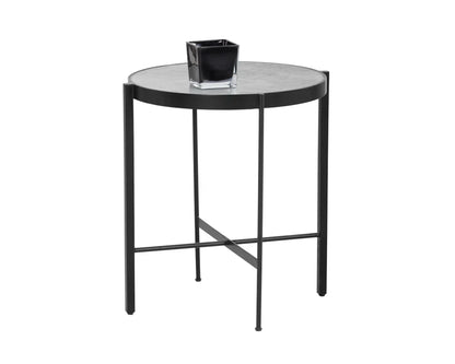 Willem End Table White Marble With Matte Black Base