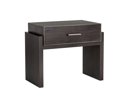 Patsy Nightstand Classic Brown Wood With Metal Accents