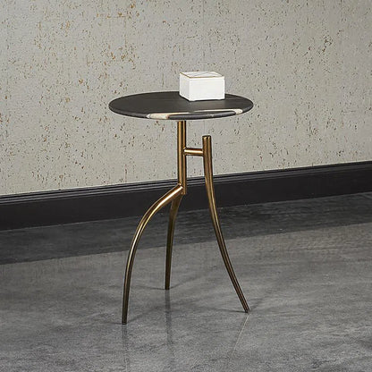 SUNPAN Trent Black Marble Top Round Side Table