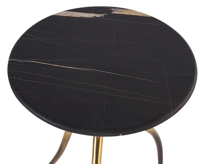 SUNPAN Trent Black Marble Top Round Side Table