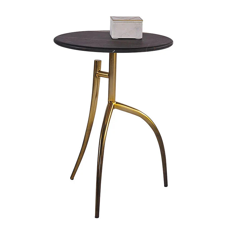 SUNPAN Trent Black Marble Top Round Side Table