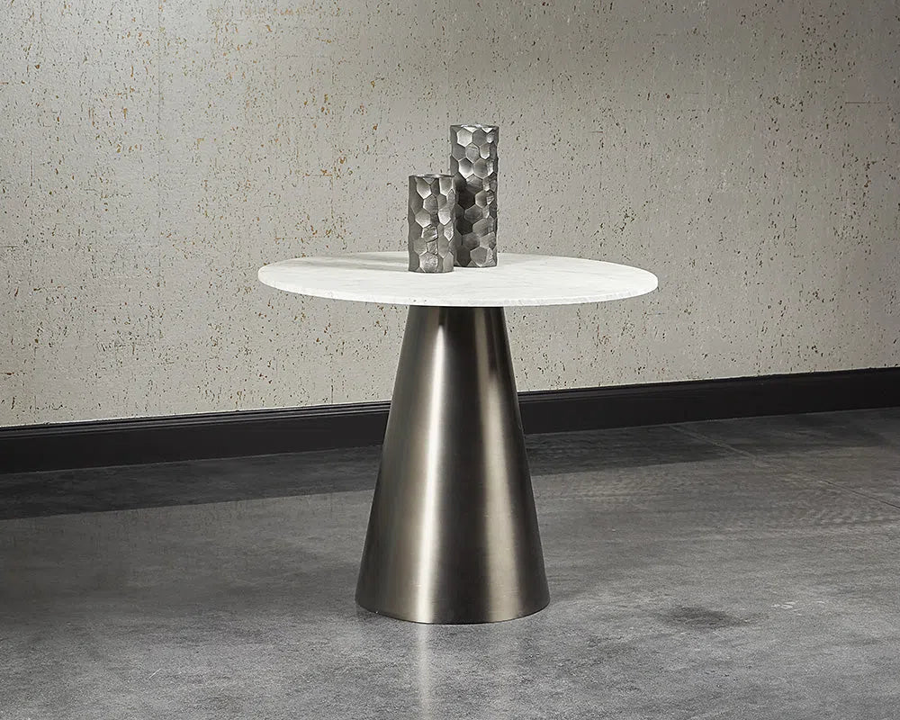 Damon Marble Top Steel Round Bistro Table