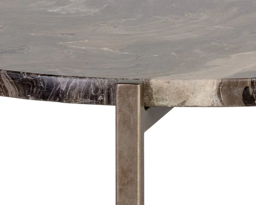 Cecil End Table With Brown Marble Top And Steel Base