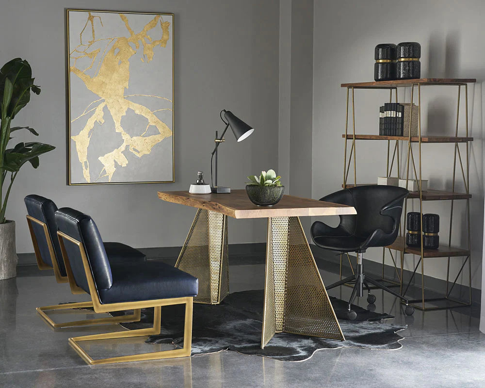 Mickey Desk By Sunpan Solid Wood With Brass Legs