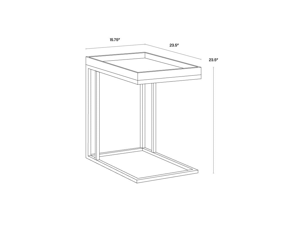 Arden C-Shaped Wooden Rectangular Side Table