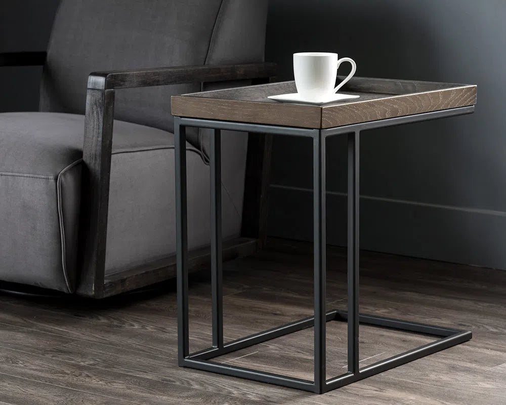 SUNPAN Arden C-Shaped Wooden Rectangular Side Table