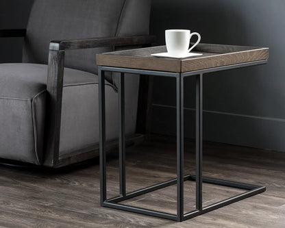 SUNPAN Arden C-Shaped Wooden Rectangular Side Table