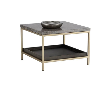 Arden Side Table With Grey Marble Top And Gold Frame