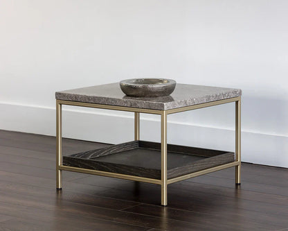 Arden Side Table With Grey Marble Top And Gold Frame